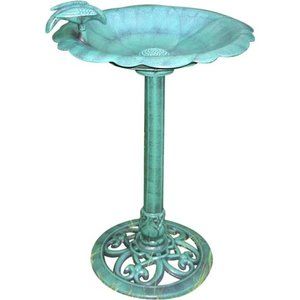 Cute Small Flower Birdbath, 20" L x 20" W x 31" H, Green